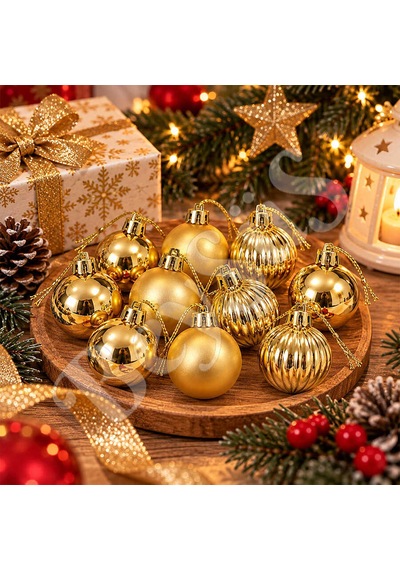 Yılbaşı Ağacı Süsü Gold Cici Top 12li 3 Cm