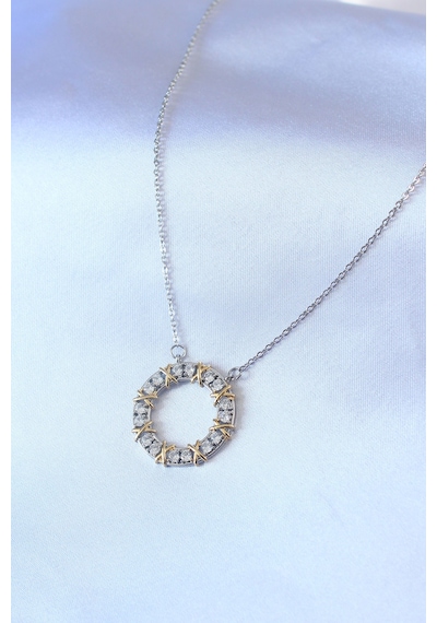 Utterly Good 316l Çelik Xoxo Kolye Zirkon Taşlı Gold Detaylı Gümüş Metalik