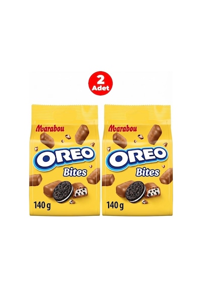 Oreo Bites - Vanilin Aromalı Dolgulu Kakaolu Bisküvi Parçacıklı Sütlü Çikolatalı Bar 140 Gr 2 Adet