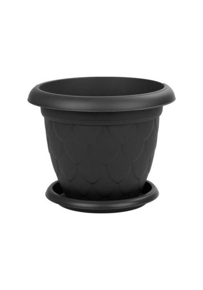Omnipazar So-d007 Damla Desen Tabaklı Saksı Takımı 8 Litre No:7 Antrasit 116