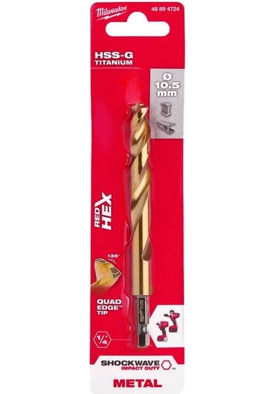 Matkap 10.5x122 Mm Hex Girişli Metal Matkap Ucu 48894724