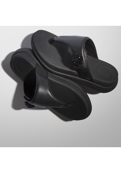 Roncato 090 All Black Sandalet Kadın Diğer Iw4-090 /675 Fitflop F-mode Go Beadie-button Adjustable Toe-post Siyah