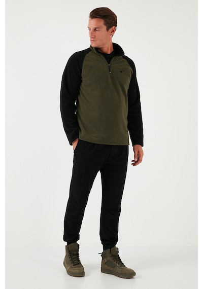 Buratti Slim Fit Yarım Fermuarlı Kışlık Şardonlu Erkek Polar 5906055 Haki