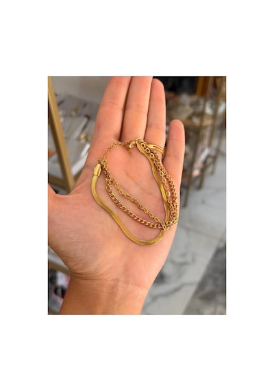 3'lü Model Gold Zincir Bileklik Altın 81061045