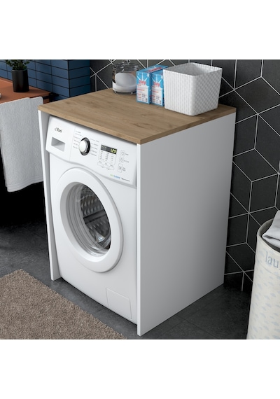 Rani Kd103 Çamaşır Makinesi Dolabı Banyo Dolabı Beyaz - S. Ceviz Beyaz