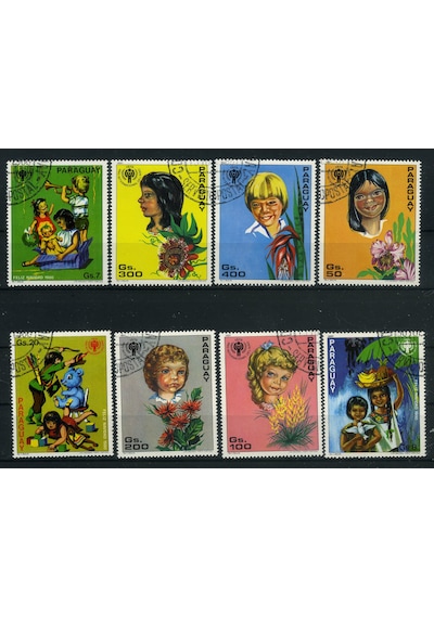 Koleksiyon Pulları, 1979 Paraguay,8 Pulluk Dünya Çocuk Yılı Damgalı Serisi,n11-60