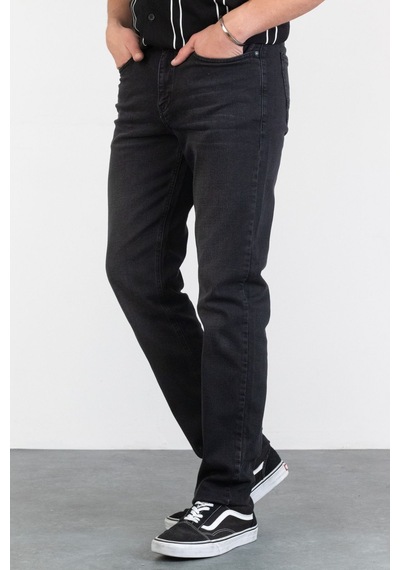 HLT Jeans Erkek Antrasit Yıkamalı Regular Fit Boru Paça Likralı Jean Kot Pantolon Joe