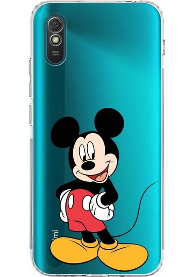 Xiaomi Redmi 9a Kamera Korumalı Kapak Mickey Mouse Tasarımlı Şeffaf Kılıf Şeffaf