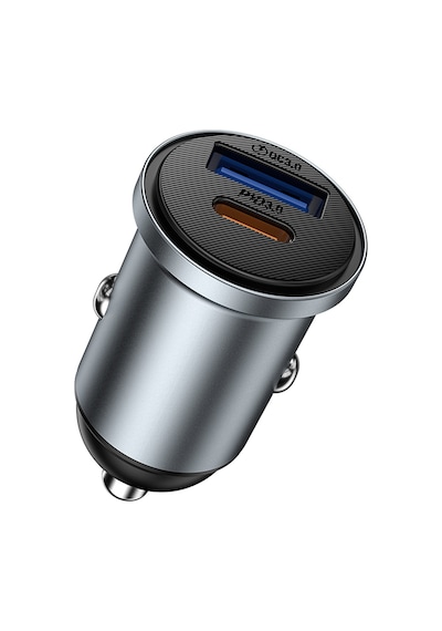 Wiwu Wi-cc030 Nano Lite Type-c + Usb-a Hızlı Şarj Akım Korumalı Araç Şarj Aleti Pd Ve Qc3.0 35w Gri