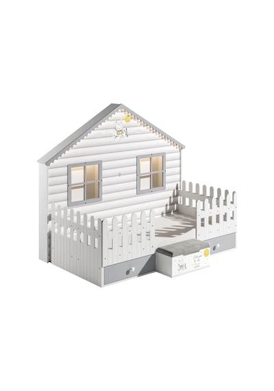 Meltem Kids Küçük Ev Çocuk Odası Montessori Karyola Gri 100 x 200 CM Gri