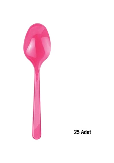 Roll Up Plastik Şeker Pembe Kaşık 25'li