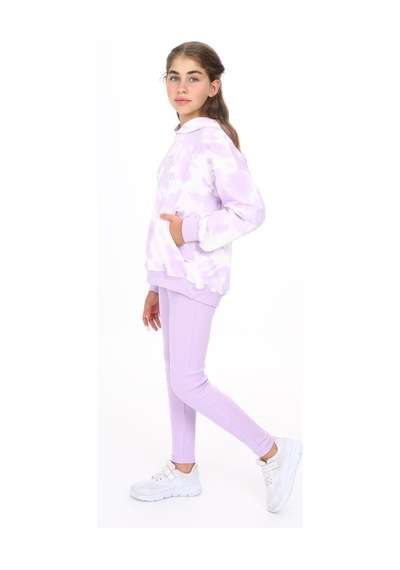 Toontoy Kids Toontoy Kız Çocuk 2'li Takım Baskılı Kapüşonlu Düşük Omuz Cepli Sweatshirt & Basic Düz Tayt Açık Lila Toontoy Kids Toontoy Kız Çocuk 2'li Takım Baskılı Kapüşonlu Düşük Omuz Cepli Sweatshirt & Basic Düz Tayt Açık Lila