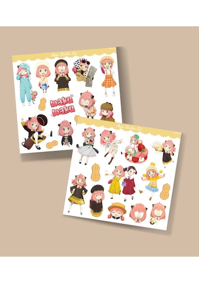 Anya-spyxfamily-2 Li Sticker Set Spy X Family Parlak Sticker Hediye Etiket Çıkartmaları Anime Süsleme Mor
