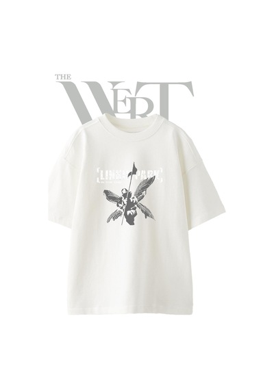 Thewert Linkin Park Soldier 1 Tasarım Baskılı Ünisex Beyaz Oversize T-shirt