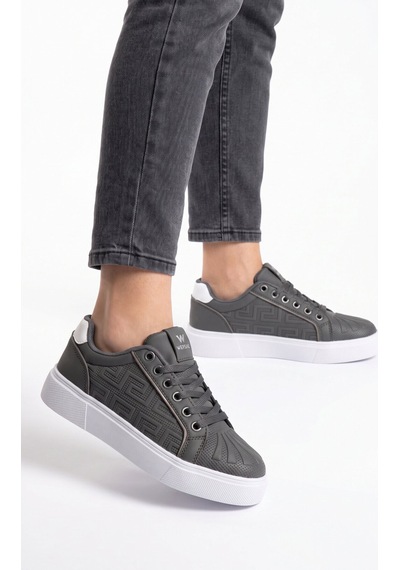 Walkway Füme Bağcıklı Kalın Rahat Tabanlı Kadın Casual Yürüyüş Ayakkabı Sneaker 26201