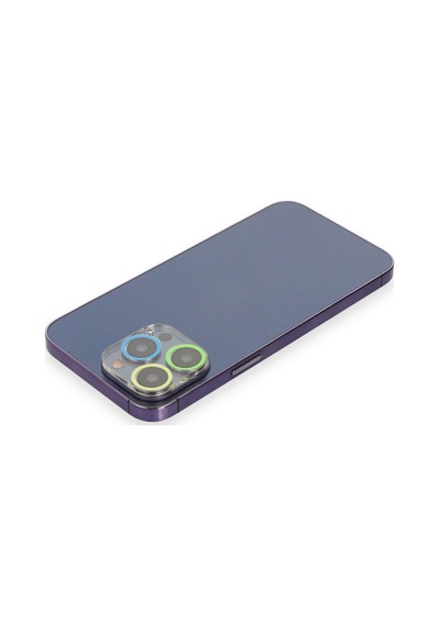 İphone 12 Pro Max Renkli Kamera Lens Koruma Cam - Yeşil-sarı