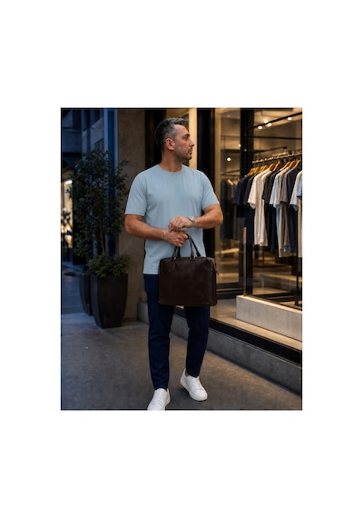 Modi Green Unisex Regular Fit Süprem Sıfır Yaka Kısa Kollu Tişört - Bebek Mavisi