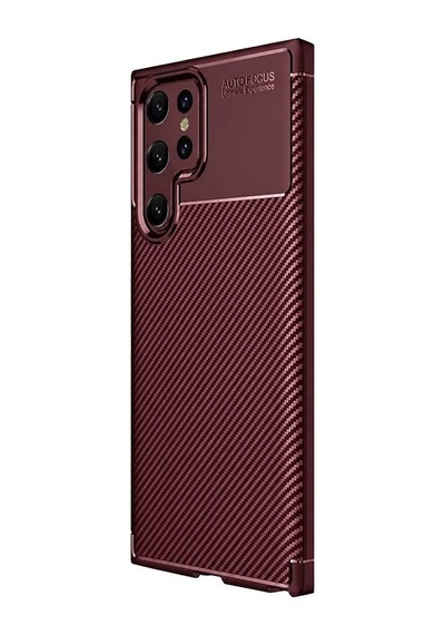 Newface Samsung Uyumlu Galaxy S25 Ultra Kılıf Auto Focus Karbon Kapak - Bordo Evimdeyokyok