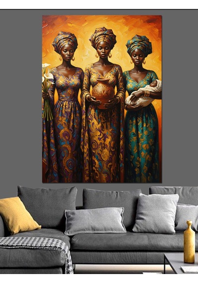 Ahşap Tablo Üç Geleneksel Afrikalı Kadın