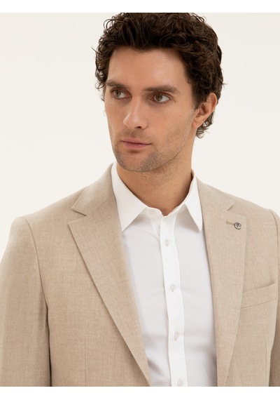 Cacharel Bej Slim Fit Kaşmir Ceket