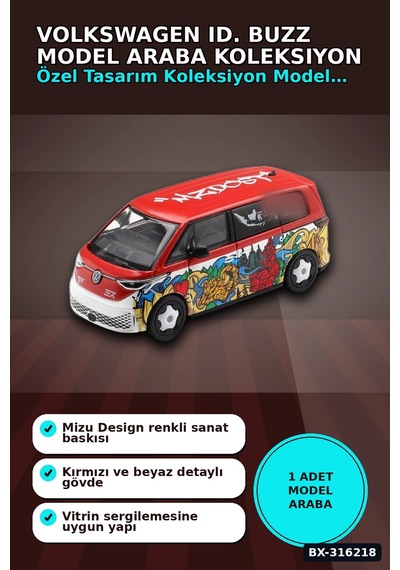 Model Araba 1/64 Volkswagen Id. Buzz Mizu Design Koleksiyonluk Oyuncak Araç Bx-316218