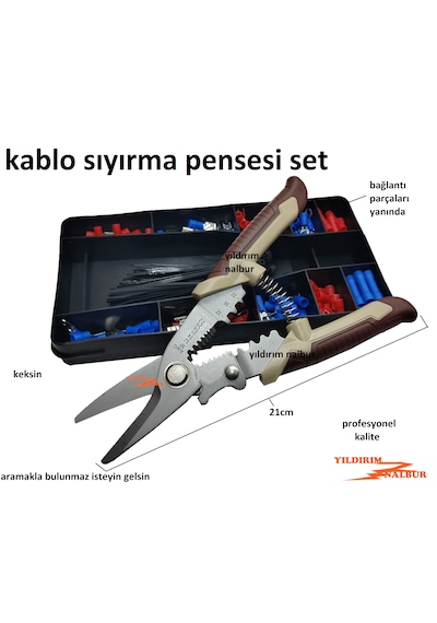 Kablo Sıyırma Pense Seti Çok Amaçlı Profesyonel Bağlantı Setli 1