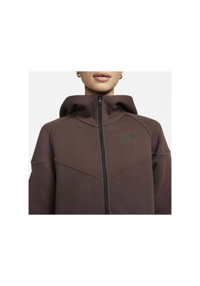 Nike Sportswear Tech Polar Wındrunner Kadın Tam Fermuarlı Kapüşonlu Sweatshırt Kahverengi