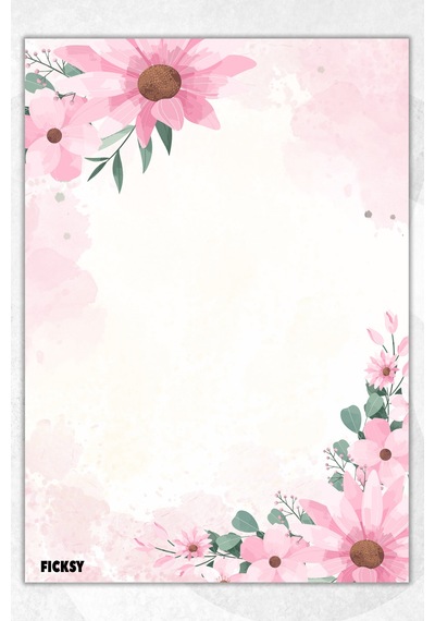 A5 Çiçek Bloknot Çizgisiz Defter - 50 Yaprak - Memopad - Notepad - Not Defteri - Not Kağıdı - 1945 Çok Renkli