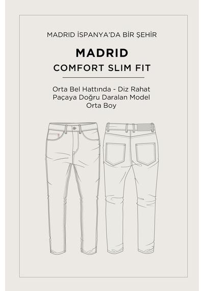 Avva Erkek İndigo Klasik Bel Eskitme Yıkamalı Elastan Madrid Comfort Slim Fit Jean Pantolon A61y3509