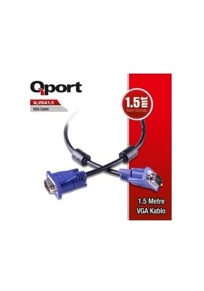 Qport Q-Vga1.5 15 Pin Filtreli Vga Kablo 1.5Mt