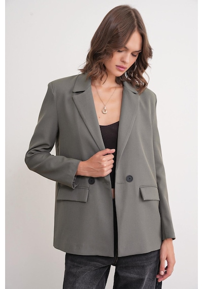 Mixray 4516 Kadın Bezayağı Blazer Ceket Haki
