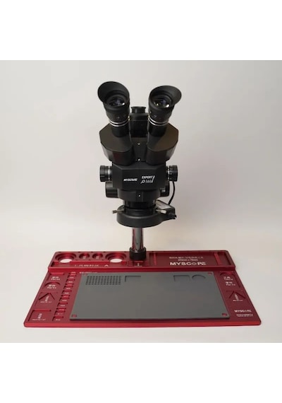 Myscope Td-7s Kamera Yuvalı Profesyonel Trioküler Siyah Kafa Tamir Mikroskobu Geniş Kırmızı Çalışma Tablası My-7s