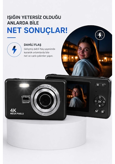 Taşınabilir Kompakt Kamera - 16x Dijital Zoom & Dahili Flaş Siyah