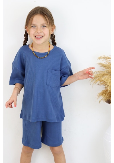 Miababy Raporlu İnterlok İkili Takım İndigo