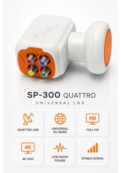 Fury Sp-300 Quattro Santral Lnb Full Hd 4k Universal Ku Band Uydu Lnb