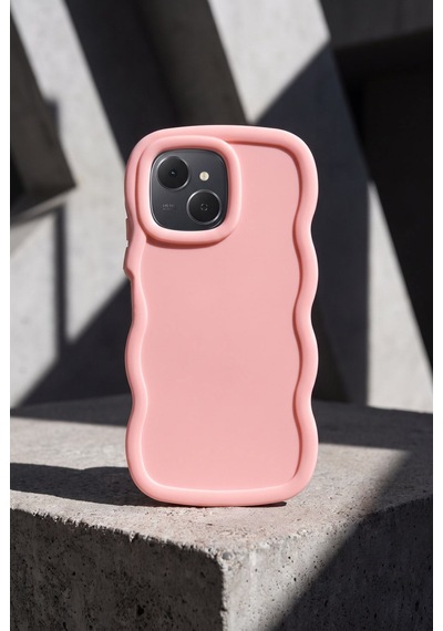 Tecno Spark 40c / Pop 10 Pro Uyumlu Dalgalı Tasarım Kamera Korumalı Mat Silikon Telefon Kılıfı-54222 Pembe