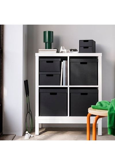 Ikea Fjäderharv Kapaklı Kutu, Antrasit, 32x35x31 Cm