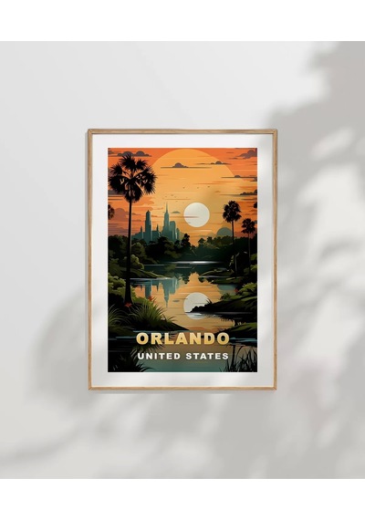 Çerçevesiz Poster Gölet Kenarında Gün Batımı
