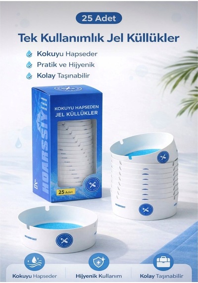 Reoona 25 Adet Tek Kullanımlık Kül Tablası Kokusuz Taşınabilir Pratik Jel Küllük Seti Ofis Kafe Ev Araba