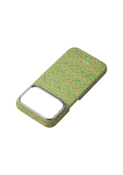 Apple Uyumlu Apple iPhone 18 Pro Max Kılıf M-safe Özellikli Aramid Karbon Fiber Pitaka Wind Over Wheat Kapak Sarı-yeşil Sarı - Yeşil