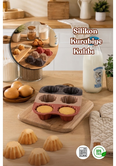 Porsima 30010-3 Silikon Çiçek Muffin Kalıbı 6'lı Yapışmaz Cupcake Ve Mini Kek Kalıbı Diğer