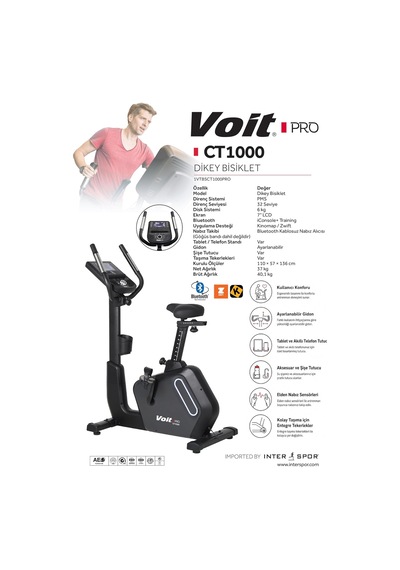 Pro Ct1000 Dikey Kondisyon Bisikleti 32 Kademe Manyetik Direnç Bluetooth Kinomap & Zwift Uyumlu 7 Lcd Ekran