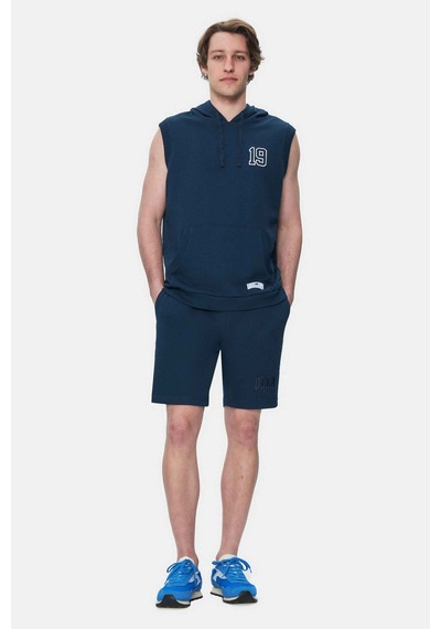 Ucla Hewıtt Lacivert Nakışlı Sıfır Kol Sweatshirt Oversize Erkek Sweatshirt Lacivert
