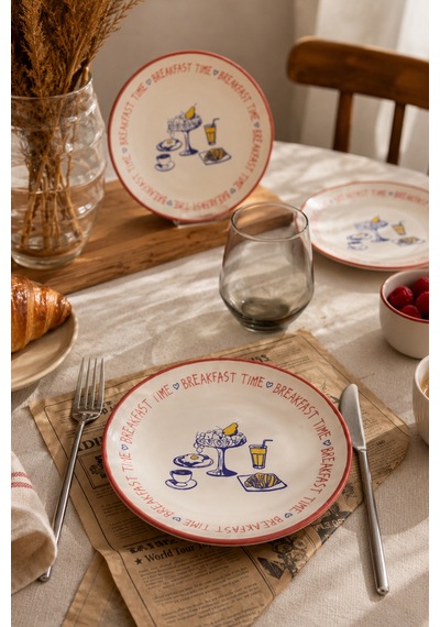 Keramika Breakfeast Time Pasta Tabağı 20 Cm 4 Adet 23454 Çok Renkli