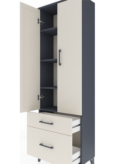 Arges Dolap 4 Raflı 2 Çekmeceli 2 Kapaklı 60x30x182 Antrasit-... Antrasit