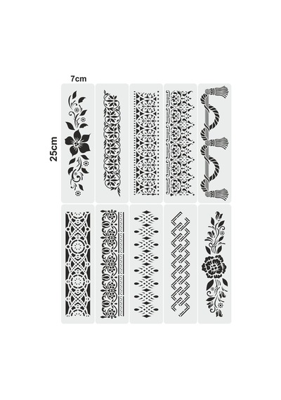 Kk Swords Stencil Tasarım Br054 30 Parça Bordür Set. Set65 Duvar, Eşya,kumaş,fayans Boyama Şablonları Tybrq0aadnıfh8j533