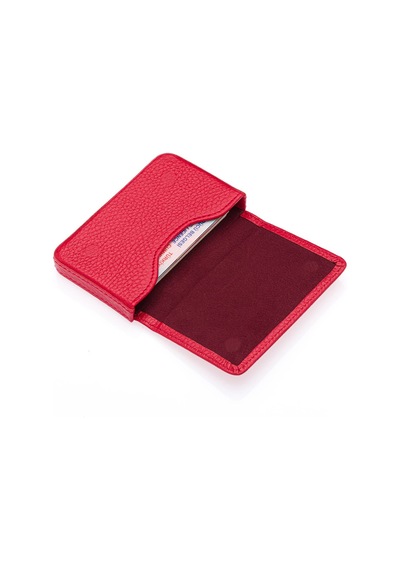 Westpolo Hakiki Deri Unisex Tek Bölmeli Kartlık - Kırmızı Kırmızı
