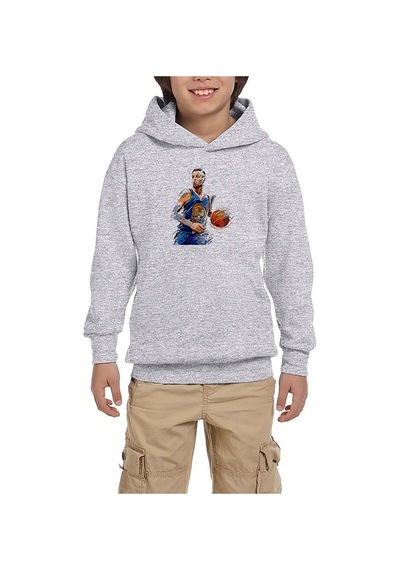 Zepplin Giyim Stephen Curry Blue Silhouette Gri Çocuk Kapşonlu Sweatshirt