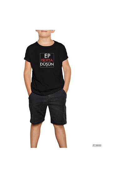 Zepplin Giyim Ep Aykırı Düşün Siyah Çocuk Tişört