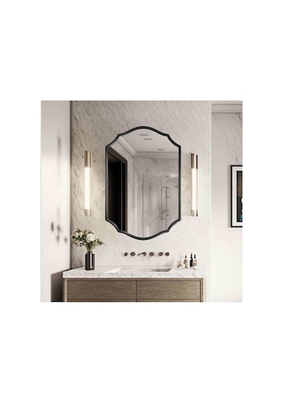 Asimetrik Duvar Aynası/çerçeveli Düzensiz Dekor Ayna/banyo Aynası Siyah 60 X 80 Genel